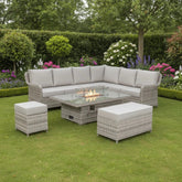 Modern right-hand L-shaped garden sofa set with rattan-style finish.