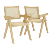 Cody Natural Wood and Neutral Rattan Dining Armchair – Set of 2 - Pendle Village Furniture