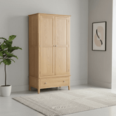 Cotswold Solid Oak 2 Door 1 Drawer Gents Wardrobe