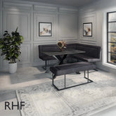 Cree Small Table with Left Hand Facing Corner Bench and Low Bench Dining Set