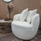 Boucle Teddy Cream Curved Boucle Accent Chair - Pendle Village Furniture