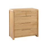 Carve Solid White Oak and Oak Veneer 3+2 Drawer Chest - Pendle Village Furniture