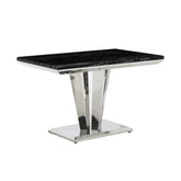 Winsor Black Marble Dining Table with 4 Winsor Velvet Knockerback Chairs - Pendle Village Furniture