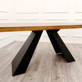 Edmunds Solid Wood Top & Black Pedestal Base Dining Table - Pendle Village Furniture