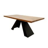 Edmunds Solid Wood Top & Black Pedestal Base Dining Table - Pendle Village Furniture