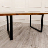Amelia 1.8m Dining Table Solid Dark Pine wood with Matt Black Metal Legs - Pendle Village Furniture