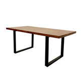 Amelia 1.8m Dining Table Solid Dark Pine wood with Matt Black Metal Legs - Pendle Village Furniture