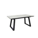 Maxwell White Large Ceramic Extending Dining Table with double extension and Black legs