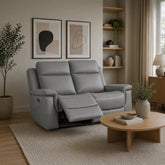 Dallas To Grain Grey Leather 2 Seater Power Recliner Sofa