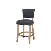 Blue Velvet Bar Chair with Solid Oak Legs - Pendle Village Furniture