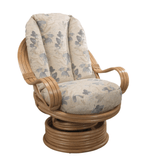 Madrid Light Oak Cane Swivel Rocker Chair with Oasis Floral Fabric Cushions