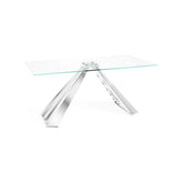 Dominique Clear Glass Top 1.8M Dining Table - Pendle Village Furniture