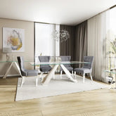 Dominique Clear Glass Top 1.8M Dining Table - Pendle Village Furniture