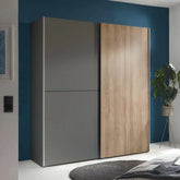 Dorset Grey and Slatted Sliding 2 Door Wardrobe 170cm