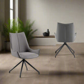 Set of 4, 6 or 8 Dune Grey Soft PU Leather Swivel Dining Chairs with short arms and Black Metal Legs by Pendle Village Furniture