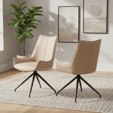 Dune Mink PU Leather Swivel Dining Chairs – Set of 4