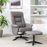 Durham Swivel Recliner and Stool – Beige - Pendle Village Furniture