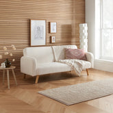Dusk White Boucle Fabric Sofa Bed - Pendle Village Furniture