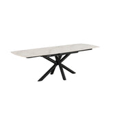 Galini 160 - 240cm White & Gold Sintered Stone Swivel Extending Dining Table - Pendle Village Furniture