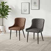 Earth Vintage Leather Look Fabric Dining Chairs - Set of 4