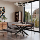 Earth Small Sheesham Wood Dining Table with Corner Bench Set - Pendle Village Furniture