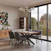 Earth Small Sheesham Wood Dining Table with Corner Bench & 2 Chairs - Pendle Village Furniture