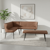 Earth Tan Corner and Backless Dining Bench Set