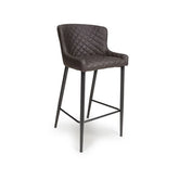 Earth Grey Vintage Leather-Look Bar Stools – Set of 2