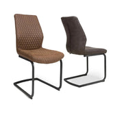 Earth Vintage Leather-Look Cantilever Dining Chairs Available in Tan and Dark Grey Colour