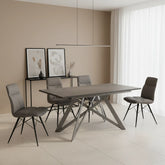 Eclipse Grey Ceramic Extending Dining Table with Alexa Grey Leather Dining Chairs - Pendle Village Furniture