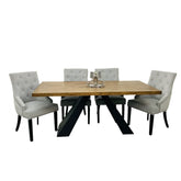Edmunds Solid Wood Top Black Pedestal Base Dining Table Set - Pendle Village Furniture