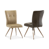 Ellison Dark Brown and Taupe Faux Leather Dining Chair – Set of 4 - Pendle Village Furniture