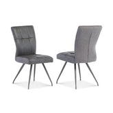 Ellison Grey Patina PU and Mineral Grey Fabric Dining Chair – Set of 4 - Pendle Village Furniture