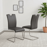 Set of 4 Enzio Grey Faux Leather Cantilever Dining Chairs