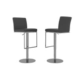 Enzo Taupe Leather Bar Stool - Set of 2 - Pendle Village Furniture