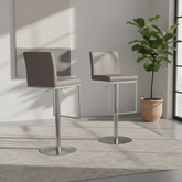 Enzo Taupe Leather Bar Stool - Set of 2