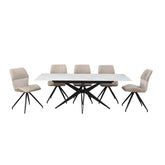 Ethan 1.6M White Sintered Stone Ext Dining Table with Swivel Dining Chairs - Pendle Village Furniture
