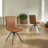 Arachnos Tan Faux Leather Swivel Dining Chair - Set of 4 - Pendle Village Furniture