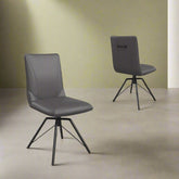 Arachnos Grey Faux Leather Swivel Dining Chair - Set of 4 - Pendle Village Furniture