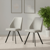 Federic Light Grey Leather Set of 4 Dining Chairs