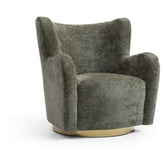 Flora Olive Chenille Swivel Accent Chair with Gold Base - Pendle Village Furniture