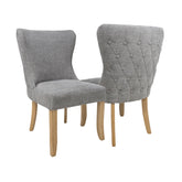 Florence Linen Fabric Quilted Button Back Dining Chairs - Pendle Village Furniture