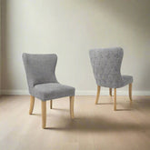 Florence Grey Fabric Quilted Button Back Dining Chairs - Pendle Village Furniture