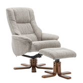 Emirates Fabric Swivel Recliner Chair with Footstool - Pendle Village Furniture