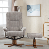 Emirates Fabric Swivel Recliner Chair with Footstool - Pendle Village Furniture