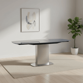 Flow Swivel Grey Glass Extending Dining Table