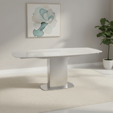 Flow Swivel White Glass Extending Dining Table