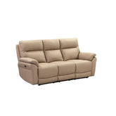 Foster Latte Leather Electric Reclining 3 Seater Sofa - Pendle Village Furniture