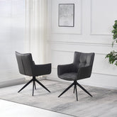 Frank Dark Grey PU Leather Swivel Dining Chairs - Set of 4 - Pendle Village Furniture