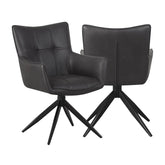 Frank Dark Grey PU Leather Swivel Dining Chairs - Set of 4 - Pendle Village Furniture